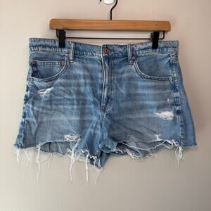 American Eagle Women's Raw Hem Distressed Blue Jean Shorts Size 12